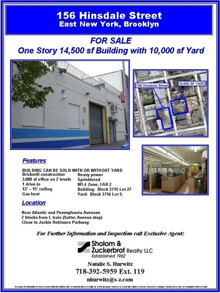 More Photos Of 156 Hinsdale St, Brooklyn Warehouse For Lease