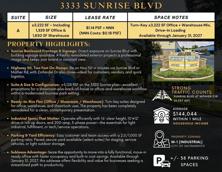 More Photos Of 3333 Sunrise Blvd, Rancho Cordova Warehouse For Lease