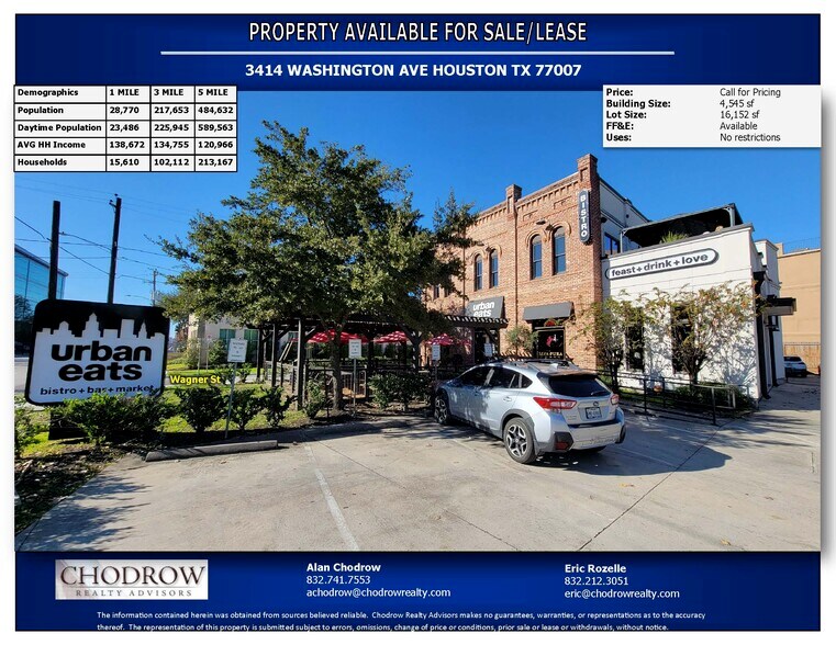 Primary Photo Of 3414 Washington Ave, Houston Restaurant For Sale