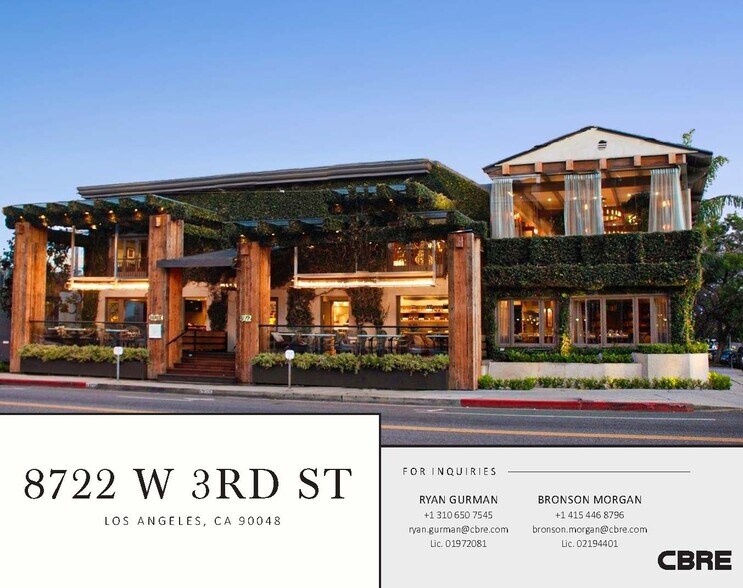 Primary Photo Of 8722 W 3rd St, Los Angeles Restaurant For Lease