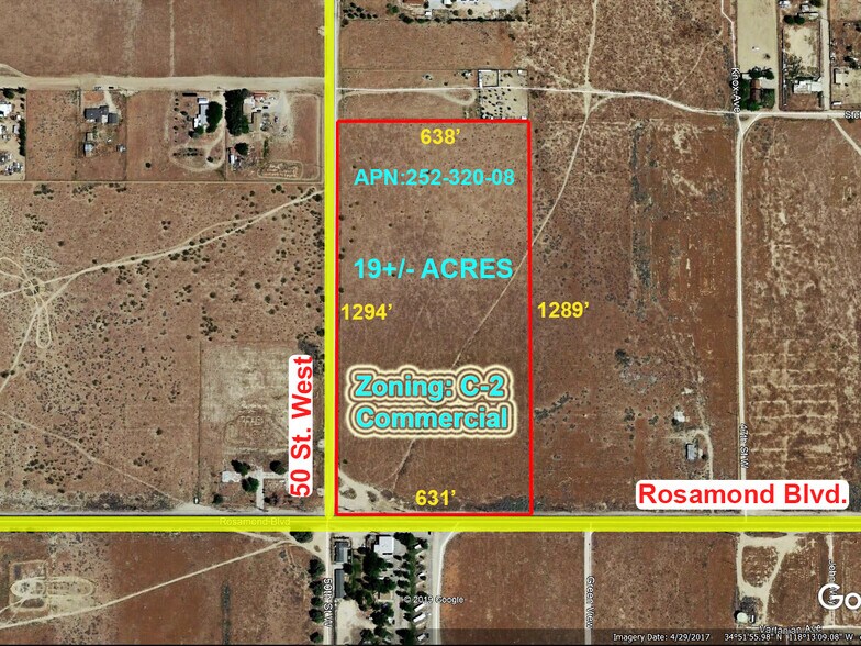 Primary Photo Of 50th St West & Rosamond Blvd, Rosamond Land For Sale