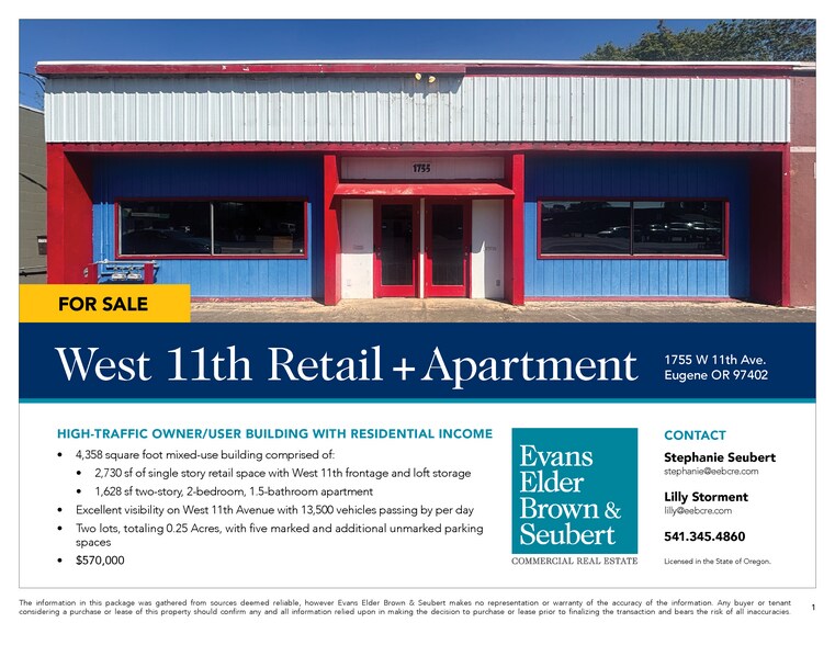 More Photos Of 1755 W 11th Ave, Eugene Storefront For Sale