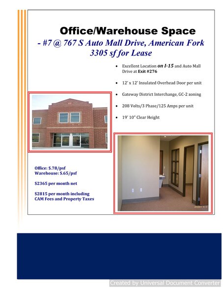 More Photos Of 767 S Auto Mall Dr, American Fork Warehouse For Lease