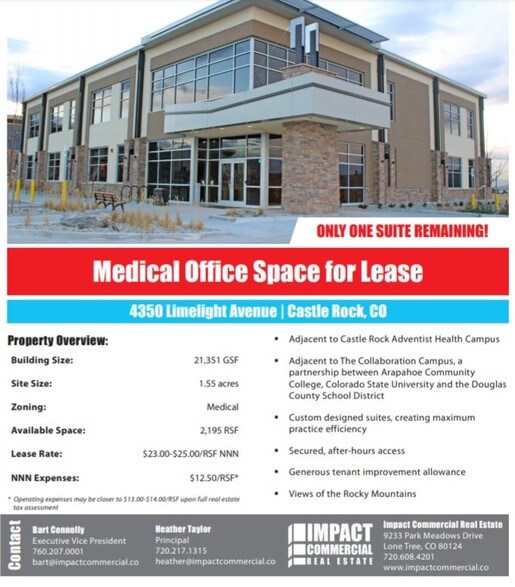 More Photos Of 4350 Limelight Ave, Castle Rock Medical For Lease