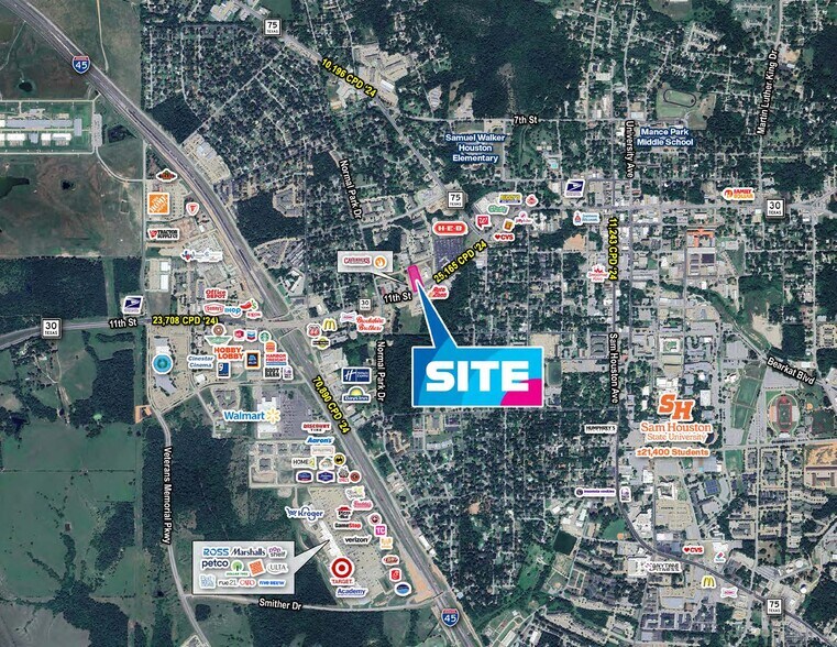 More Photos Of NEQ Interstate 45 & 11th St, Huntsville General Retail For Lease