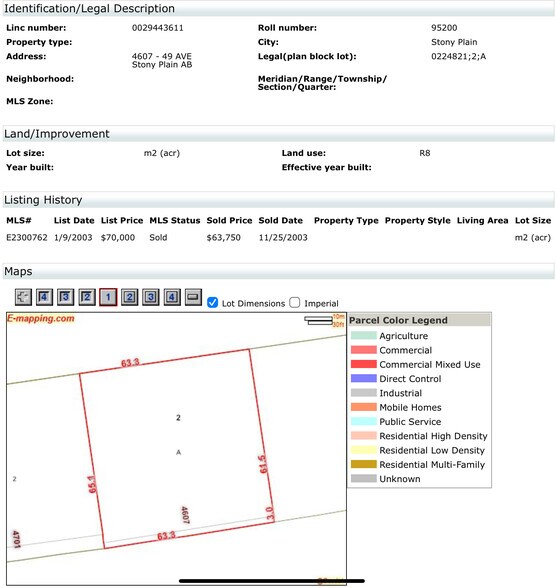 More Photos Of 4607 49 Av, Stony Plain Land For Sale