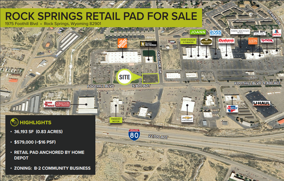 Primary Photo Of 1975 Foothill Blvd, Rock Springs Land For Sale