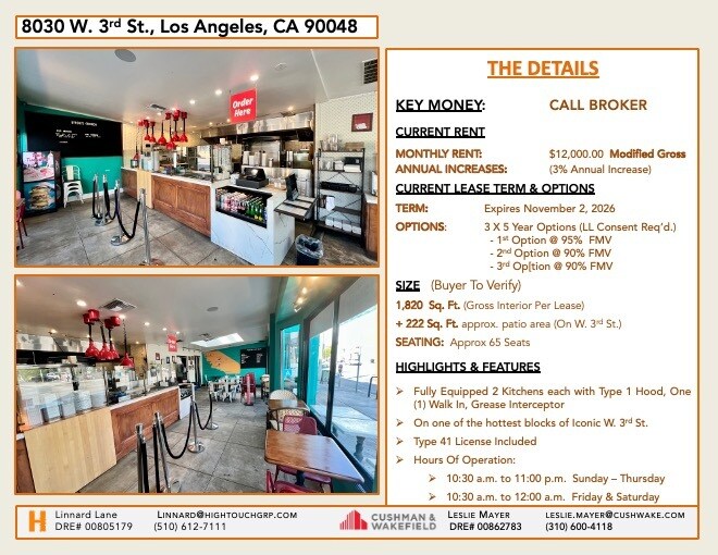 More Photos Of 8030 W 3rd St, Los Angeles Restaurant For Lease