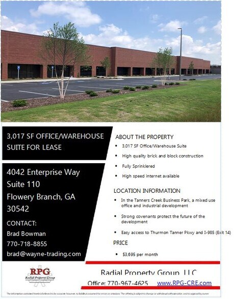 More Photos Of 4042 Enterprise Way, Flowery Branch Warehouse For Lease