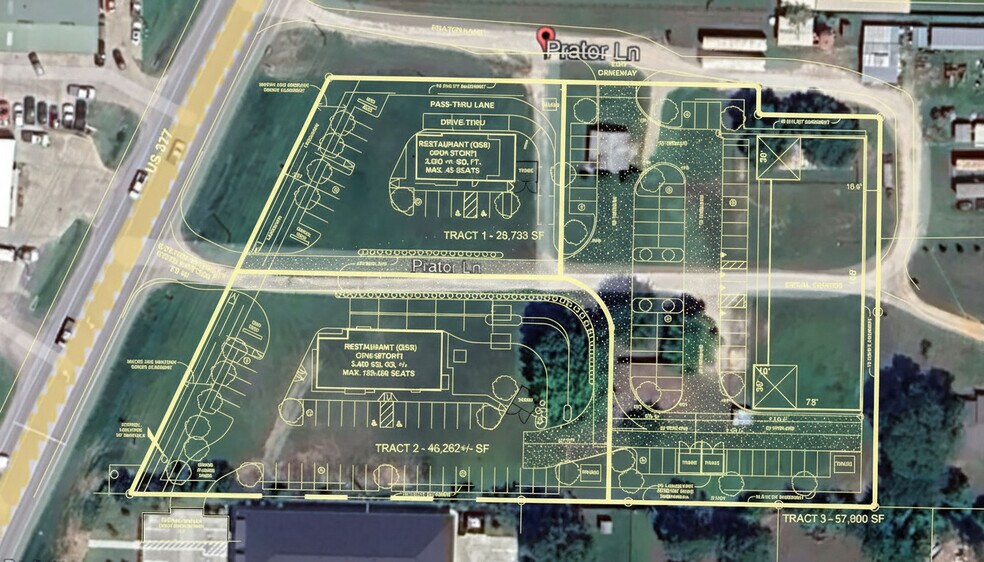 More Photos Of US 377 -3 AC | ON SEWER | COMMERCIAL | 3 LOTS, Aubrey Land For Sale