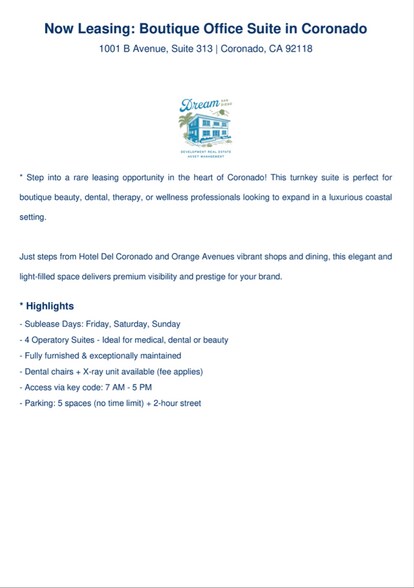 More Photos Of 1001 B Ave, Coronado Medical For Lease