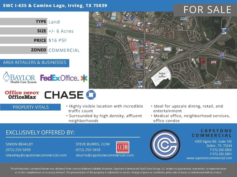 More Photos Of SWC I-635 & Camino Lago, Irving Land For Sale