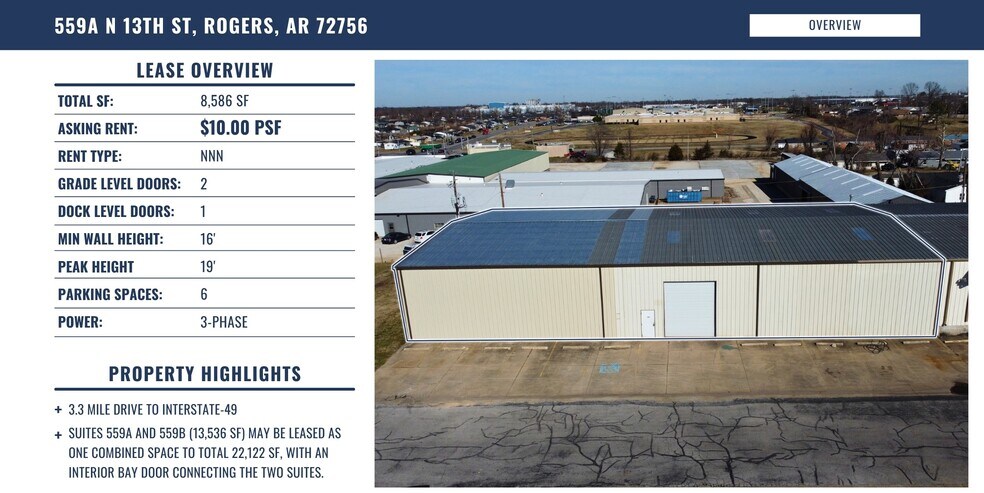 More Photos Of 559 N 13th St, Rogers Warehouse For Lease