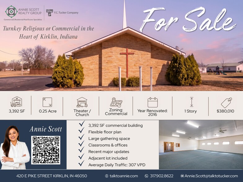 Primary Photo Of 420 E Pike St, Kirklin Religious Facility For Sale