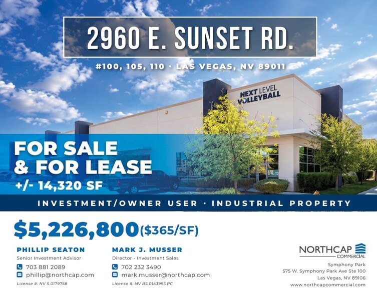 Primary Photo Of 2960 E SUNSET Rd, Las Vegas Warehouse For Sale