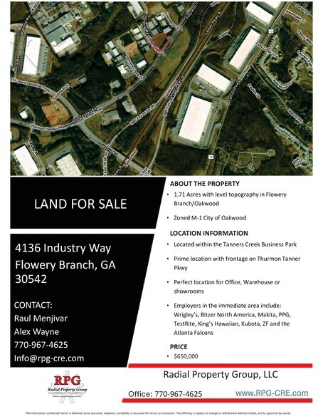 More Photos Of 4136 Industry way, Flowery Branch Land For Sale