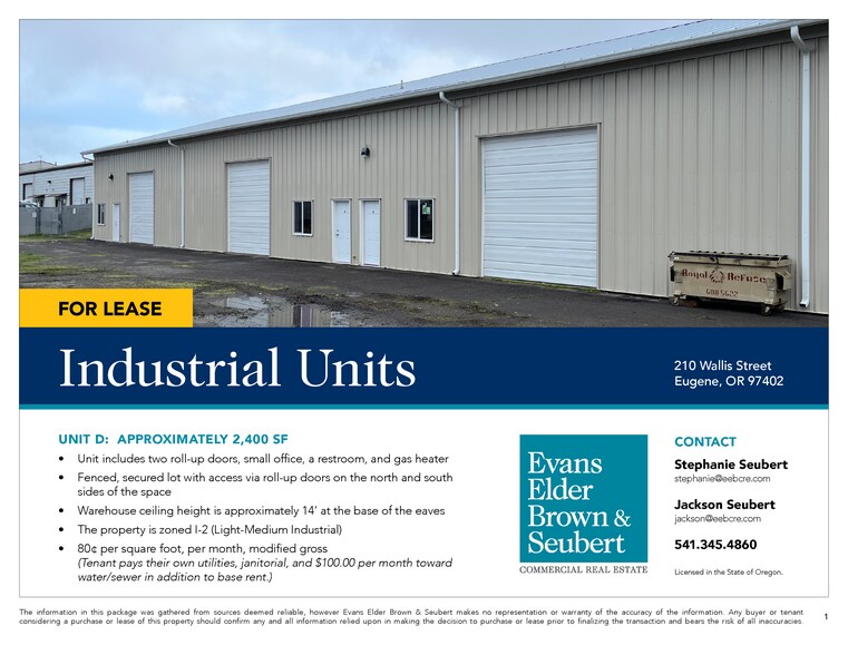 More Photos Of 210 Wallis St, Eugene Warehouse For Lease