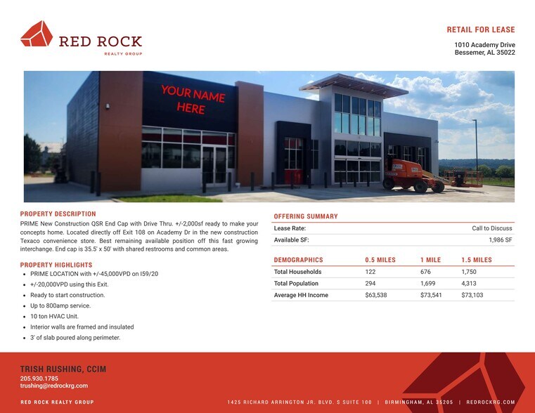 Primary Photo Of 1010 Academy Dr, Bessemer General Retail For Lease