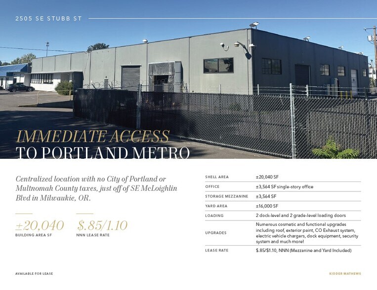 More Photos Of 2505 SE Stubb St, Milwaukie Warehouse For Lease