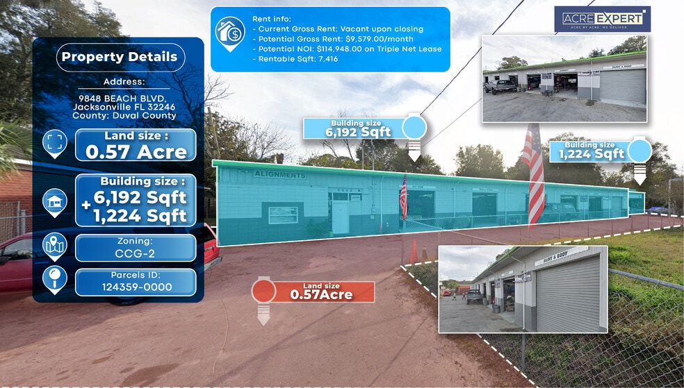 Primary Photo Of 9848 Beach Blvd, Jacksonville Auto Repair For Sale