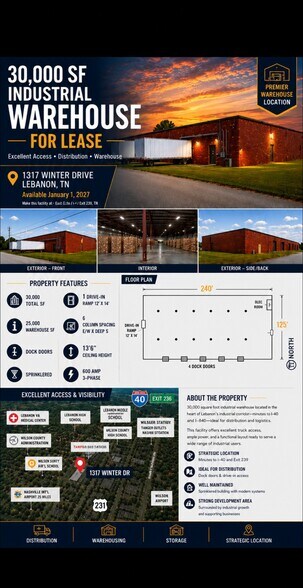 More Photos Of 1317 Winter Dr, Lebanon Distribution For Lease