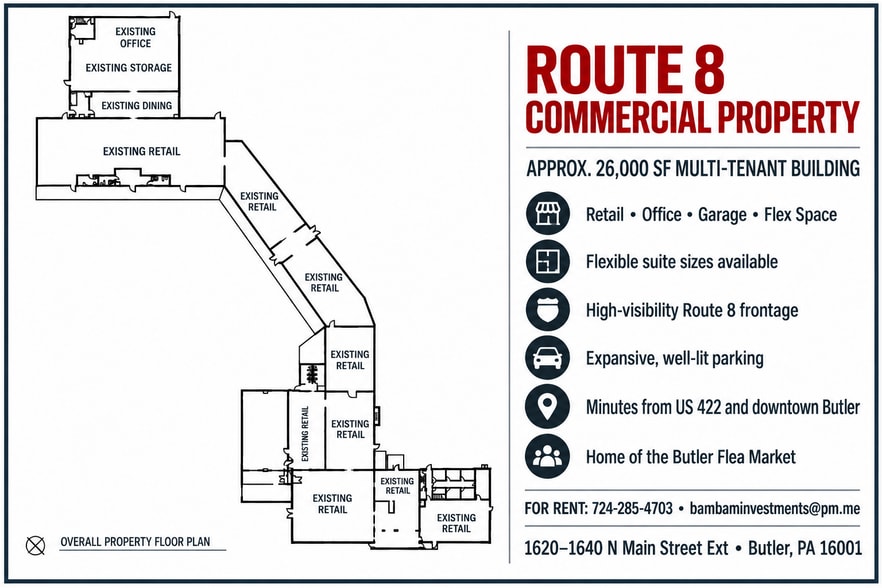 More Photos Of 1620-1640 N Main Street Ext, Butler Showroom For Lease