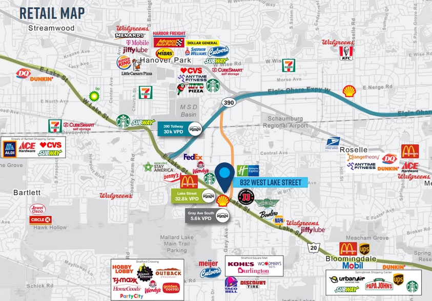 More Photos Of 823 W Lake St, Hanover Park Service Station For Lease