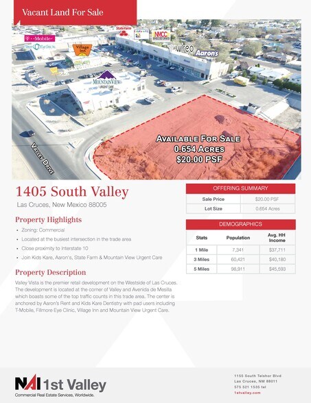 Primary Photo Of 1405 S Valley Dr, Las Cruces Land For Sale
