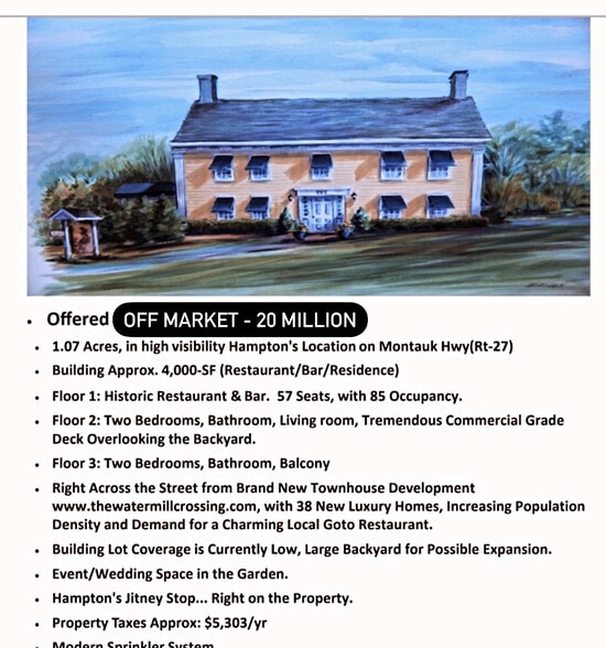 More Photos Of 755 Montauk Hwy, Water Mill Restaurant For Sale