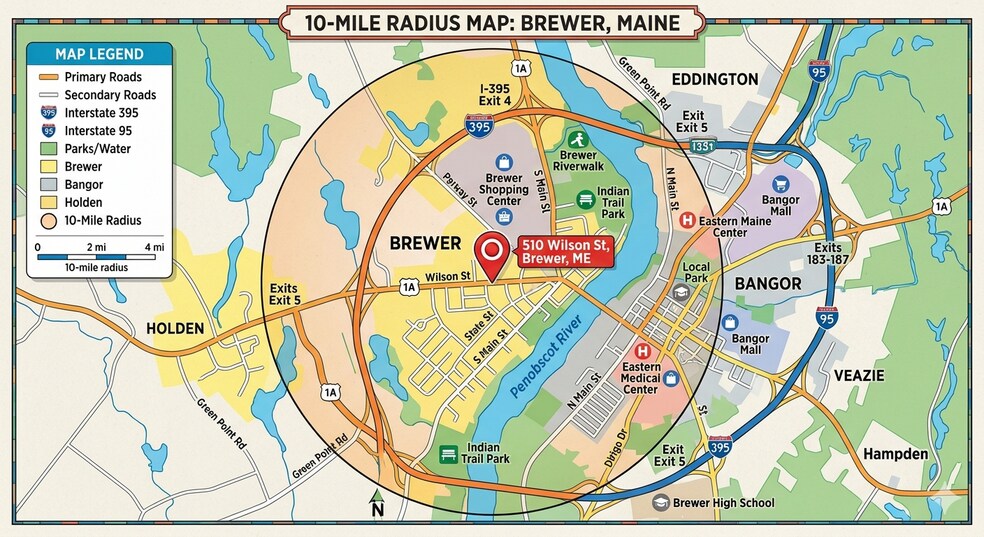 More Photos Of 510 Wilson St, Brewer Freestanding For Lease