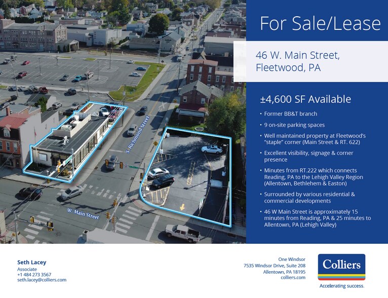 Primary Photo Of 46 W Main St, Fleetwood Bank For Lease