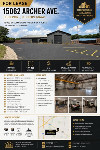 More Photos Of 15062 Archer Ave, Lockport Warehouse For Lease