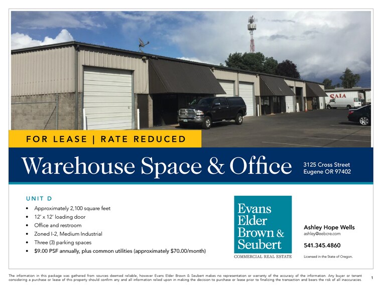 More Photos Of 3125 Cross St, Eugene Warehouse For Lease