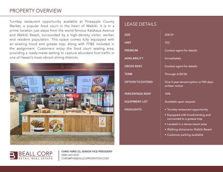 More Photos Of 342 Lewers St, Honolulu Restaurant For Lease