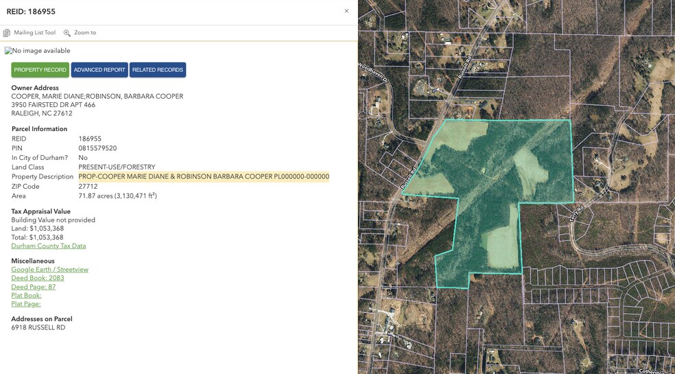 More Photos Of 6900 Russell Rd, Durham Land For Sale