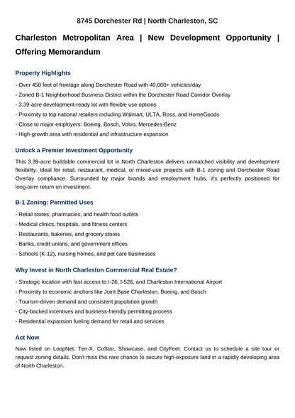 More Photos Of 8745 Dorchester Road, North Charleston Land For Sale