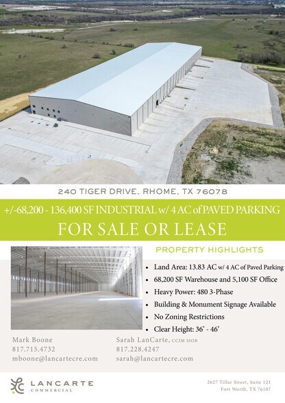 More Photos Of 240 Tiger, Rhome Warehouse For Lease