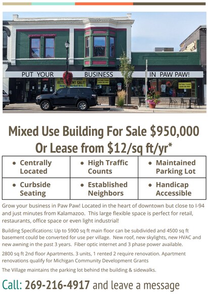 More Photos Of 219 E Michigan Ave, Paw Paw Storefront Retail Residential For Sale