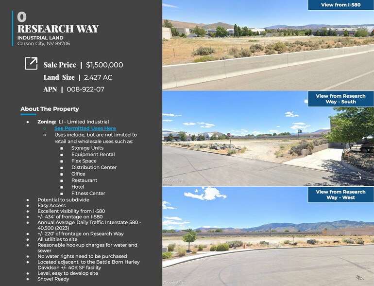 More Photos Of Research Way, Carson City Land For Sale