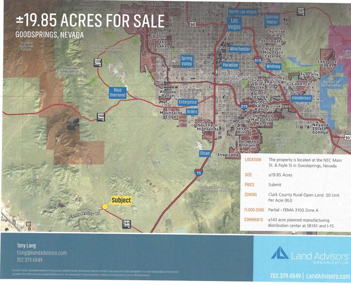 Primary Photo Of Main ST @ Fayle St, Goodsprings Land For Sale