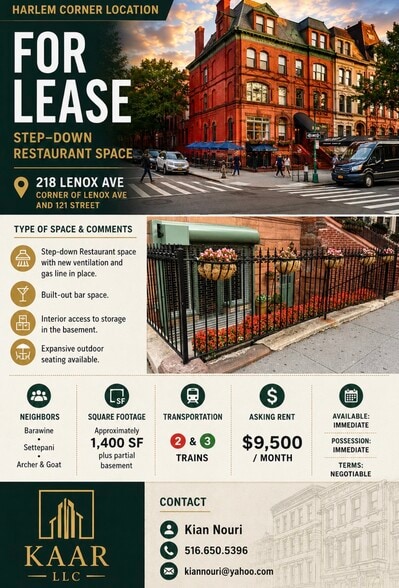 More Photos Of 218 Lenox Ave, New York Storefront Retail Residential For Lease