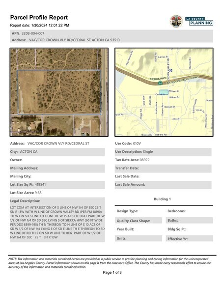 More Photos Of Cedral St @ Crown Valley Road, Acton Land For Sale