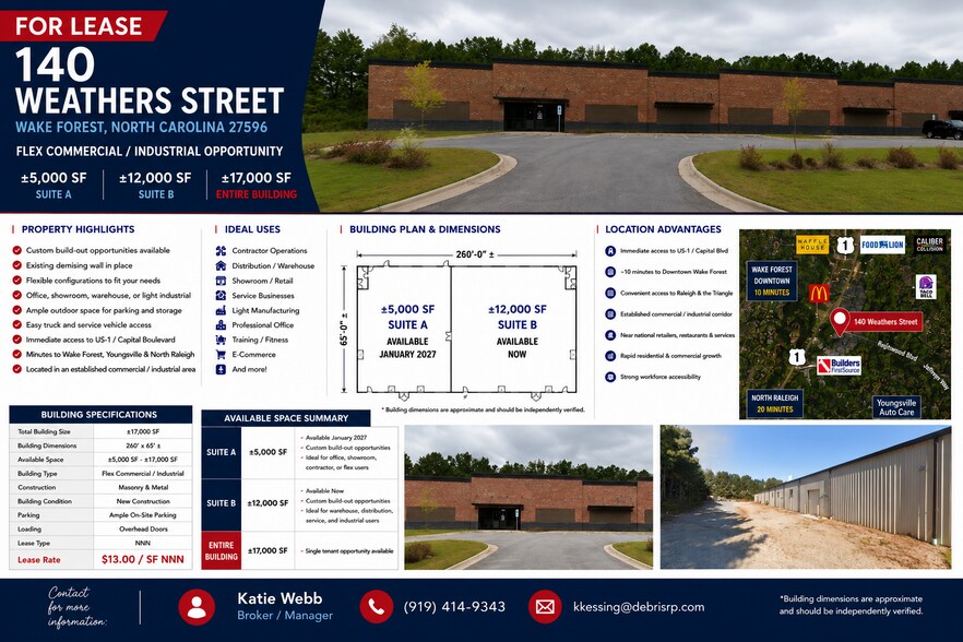 More Photos Of 140 Weathers st, Youngsville Flex For Lease