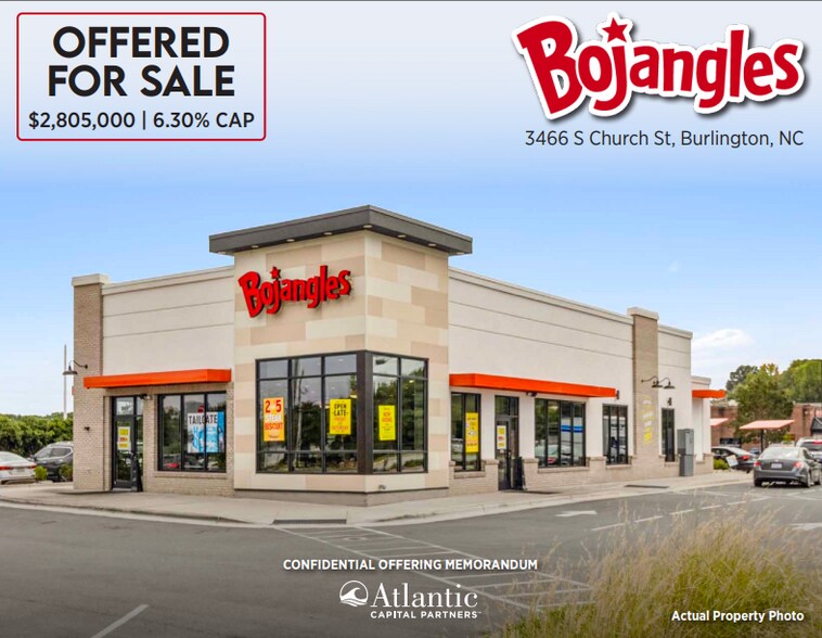 Primary Photo Of 3466 S Church St, Burlington Fast Food For Sale