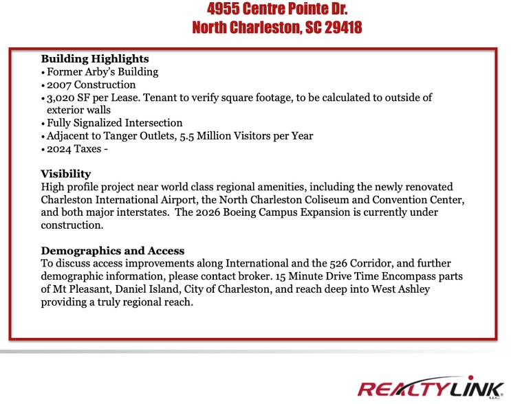 More Photos Of 4955 Centre Point Dr, Charleston Freestanding For Lease