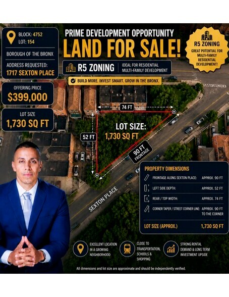 More Photos Of 1717 Sexton Place, Bronx Land For Sale