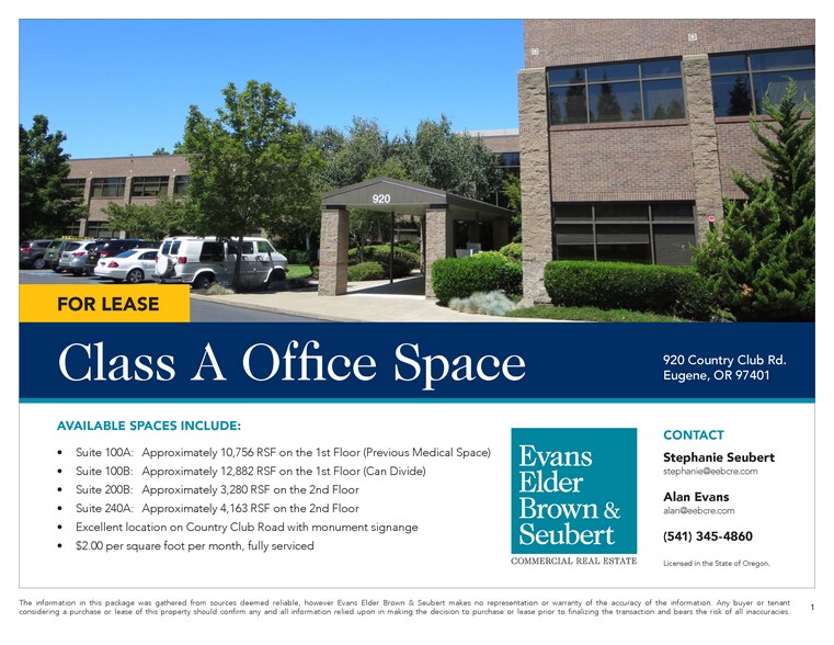 More Photos Of 920 Country Club Rd, Eugene Office For Lease