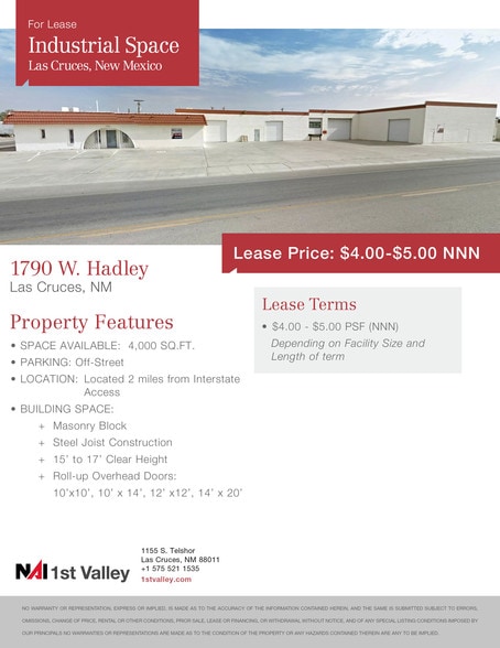 More Photos Of 1790 W Hadley Ave, Las Cruces Warehouse For Lease