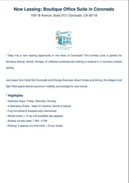 More Photos Of 1001 B Ave, Coronado Medical For Lease