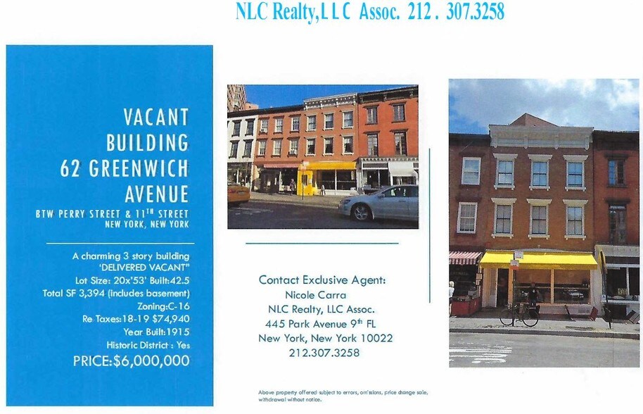 Primary Photo Of 62 Greenwich Ave, New York Storefront Retail Office For Lease